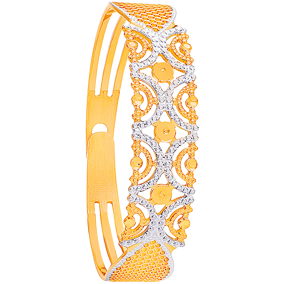 Brilliant Three tone Bangle Bracelet in 22K Gold
