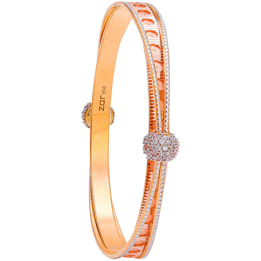 2.6 Size Three tone 2Pcs Bangle in 22K Gold