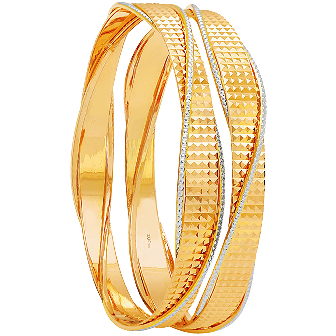 2.4 Size Two tone 2pcs Bangle in 22K Gold