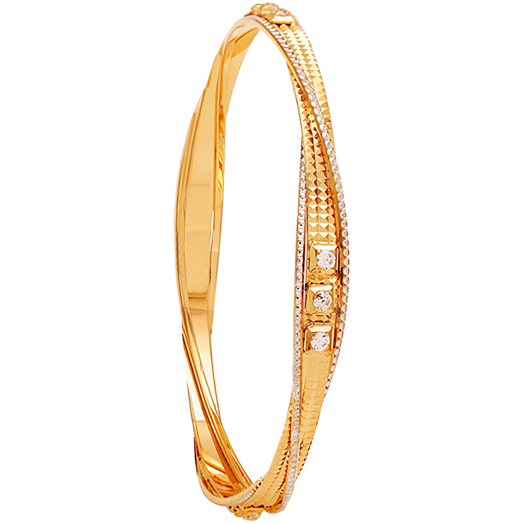 2.5 Size Two tone 2pcs Bangle With CZ in 22K Gold
