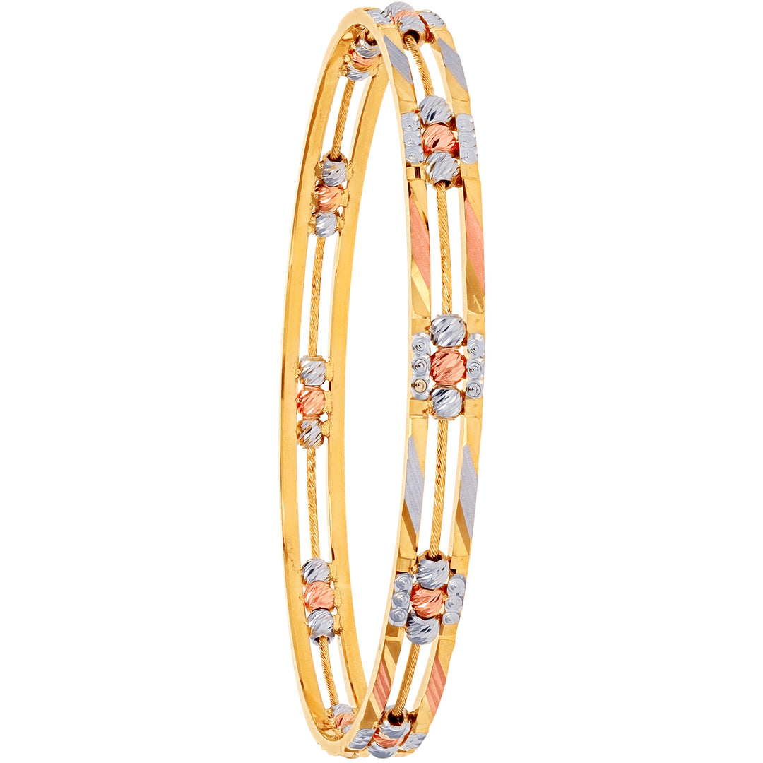 2.10 Size Three tone 2pcs Bangle in 22K Gold