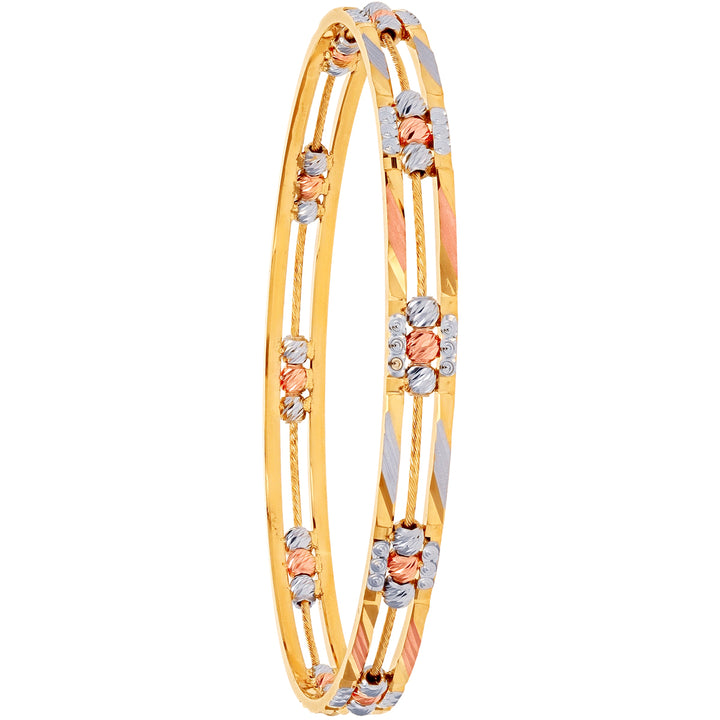 2.10 Size Three tone 2pcs Bangle in 22K Gold