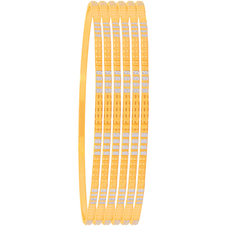 2.7 Size Two tone Set of 6pcs Bangles in 22K Gold