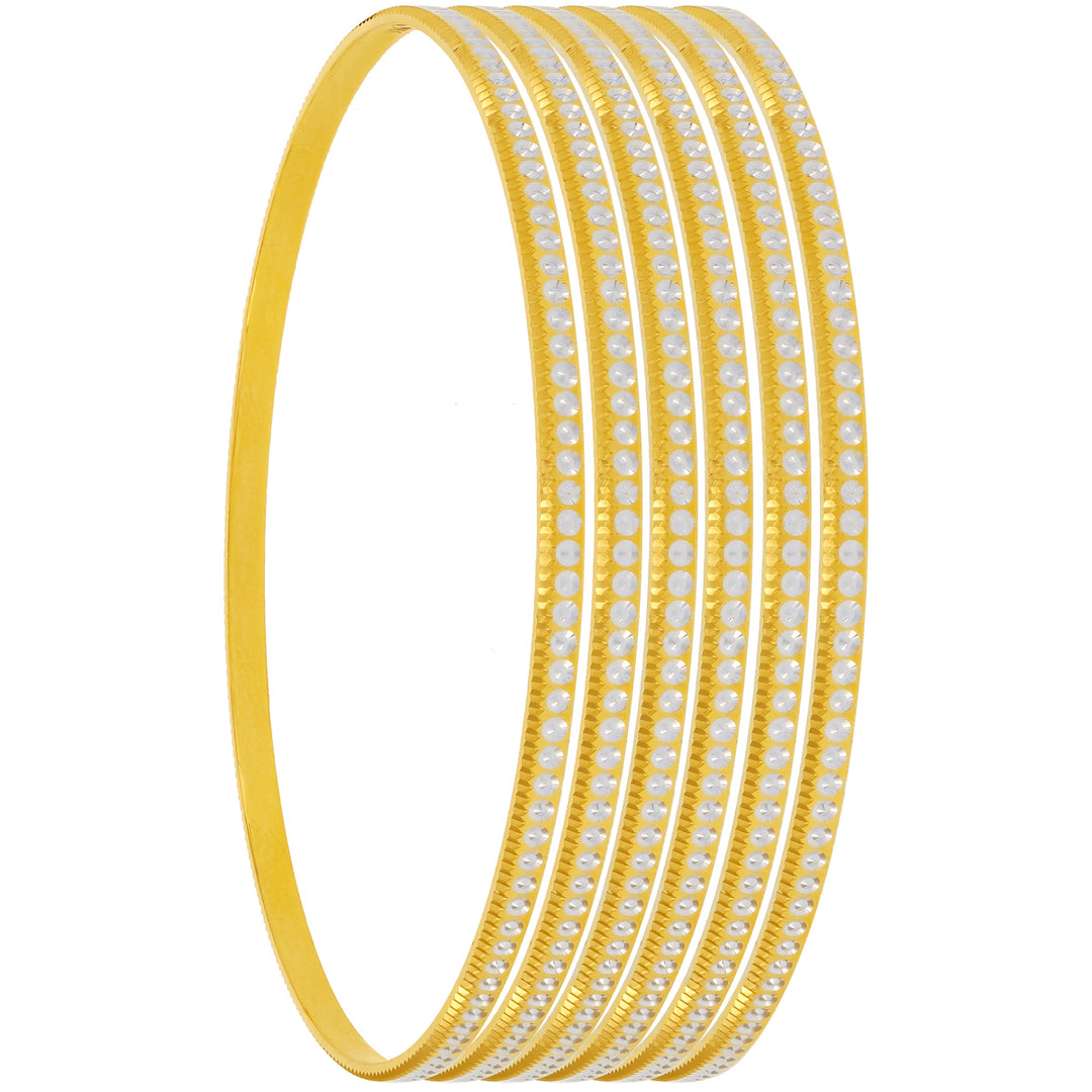 2.6 Size Two tone Set of 6pcs Bangles in 22K Gold