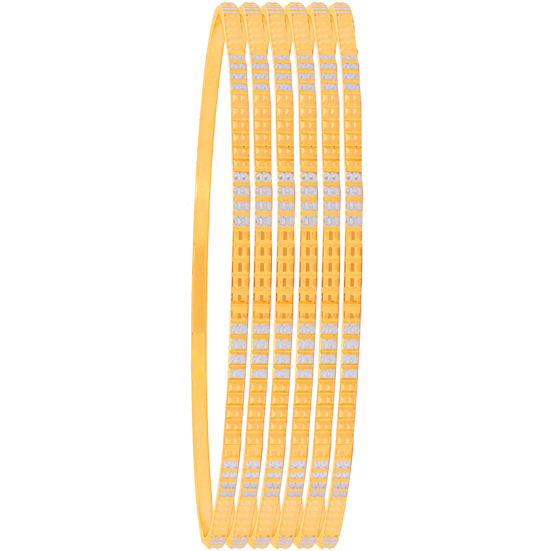 2.9 Size Two tone Set of 6pcs Bangles in 22K Gold