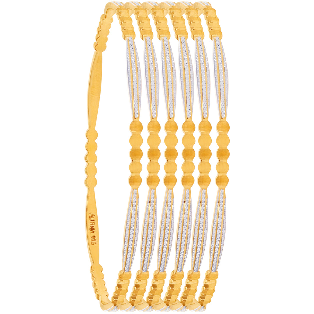 2.6 Size Two tone Set of 6pcs Bangles in 22K Gold