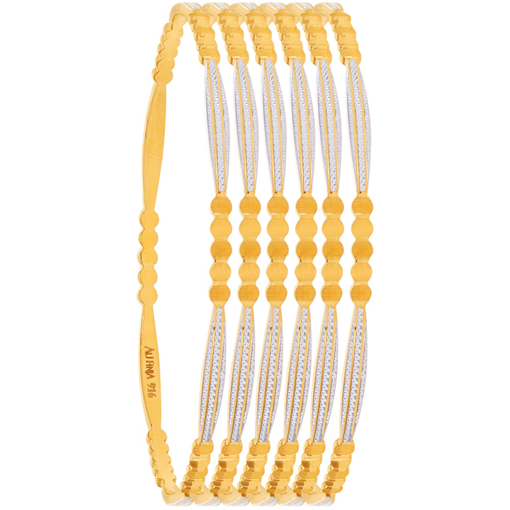 2.6 Size Two tone Set of 6pcs Bangles in 22K Gold