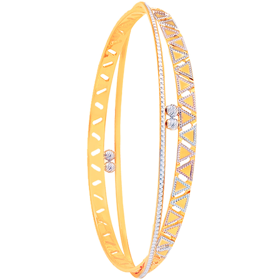 2.8 Size Three tone 2pcs Bangle in 22K Gold