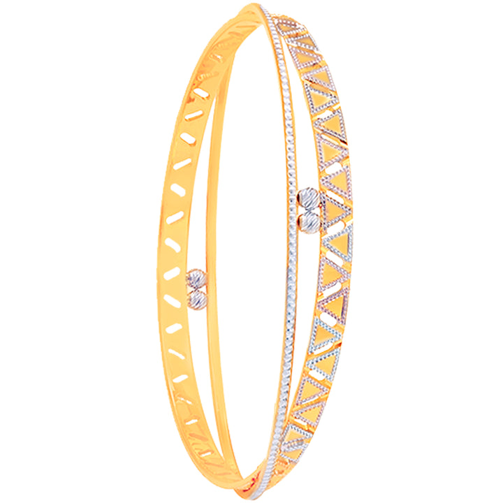 2.8 Size Three tone 2pcs Bangle in 22K Gold