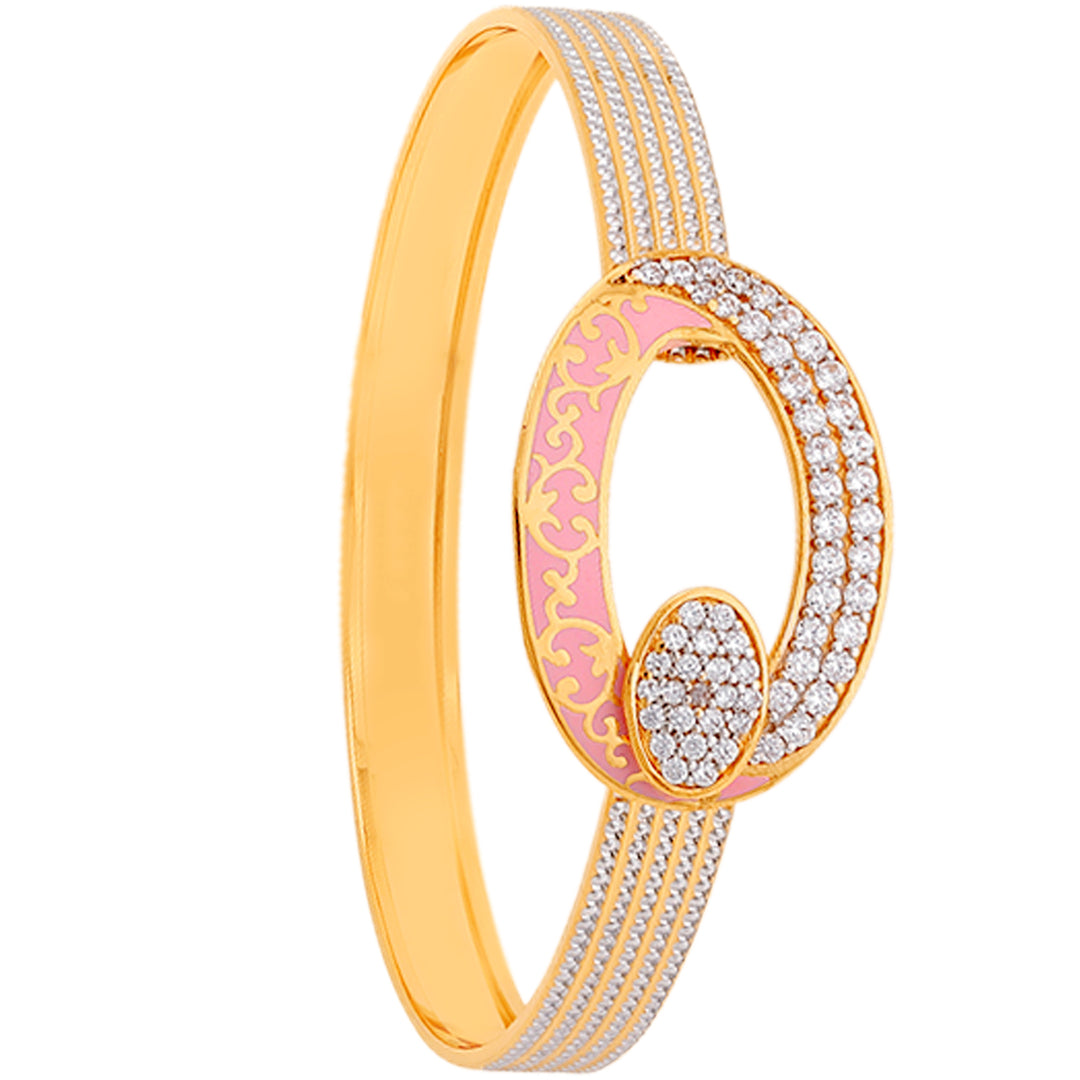 Delightful Minakari Bangle Bracelet With CZ in 22K Gold