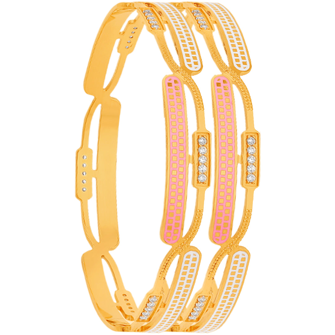 2.6 Size Minakari 2pcs Bangle With CZ in 22K Gold