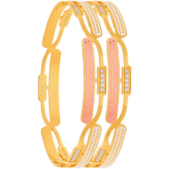 2.6 Size Minakari 2pcs Bangle With CZ in 22K Gold