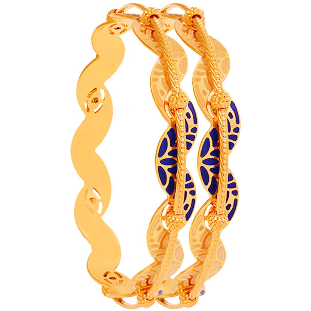 2.9 Size Minakari 2pcs Bangle in 22K Gold