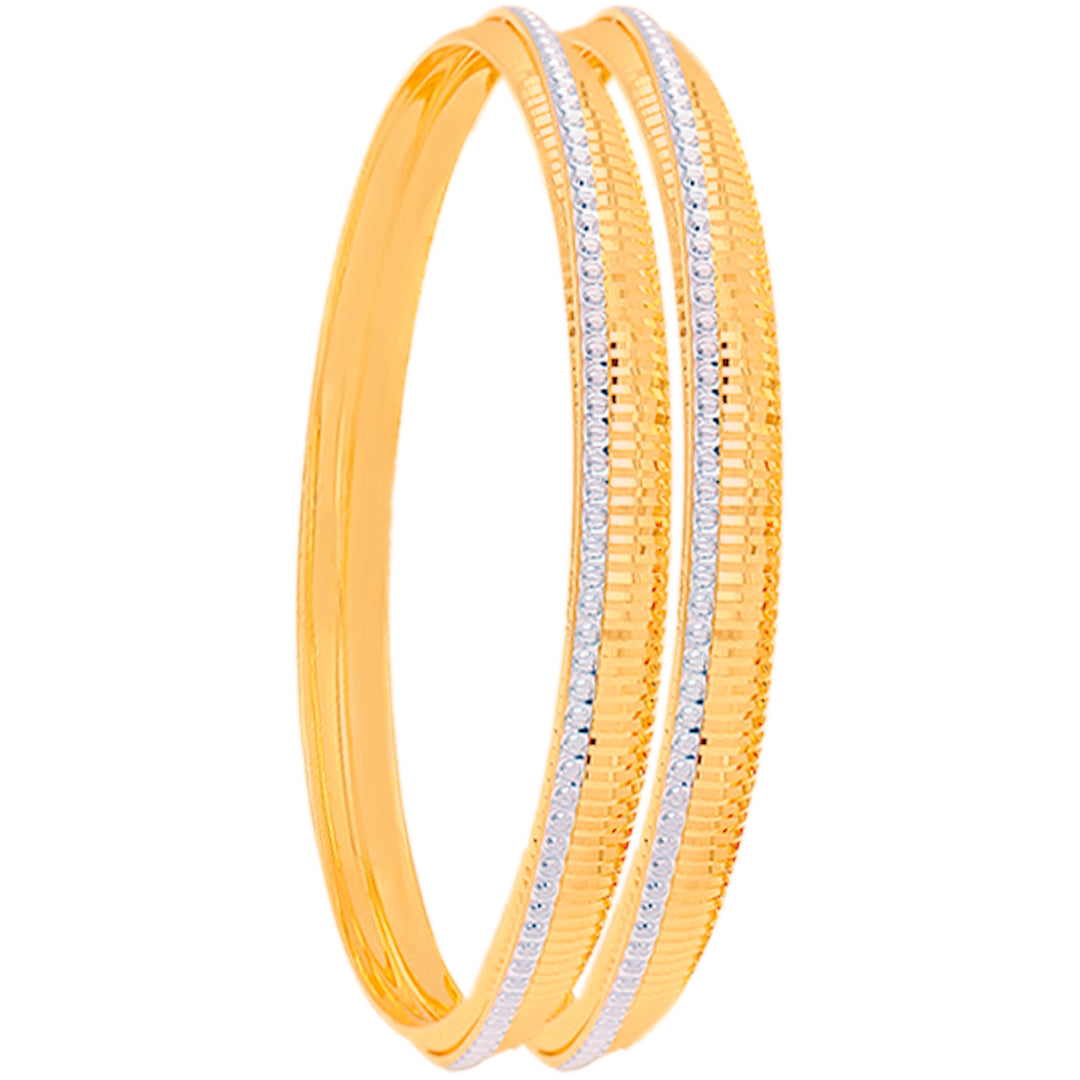 2.10 Size Two tone 2pcs Bangle in 22K Gold