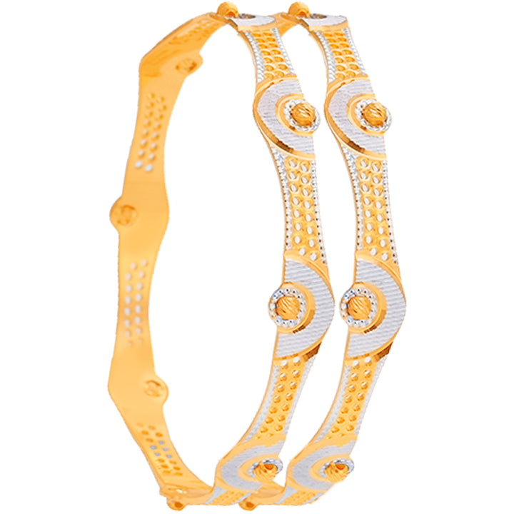 2.9 Size Two tone 2pcs Bangle in 22K Gold