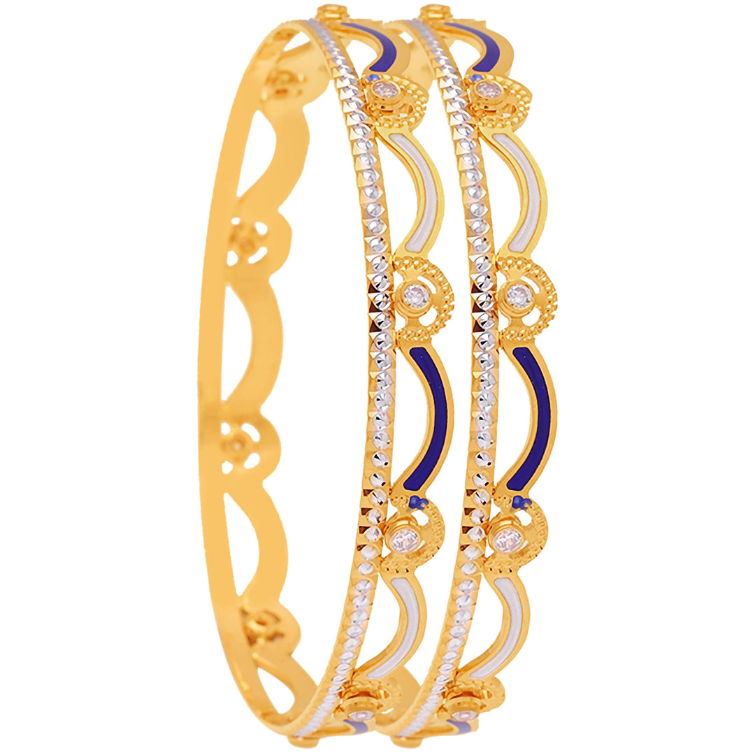 2.6 Size Minakari 2pcs Bangle With CZ in 22K Gold