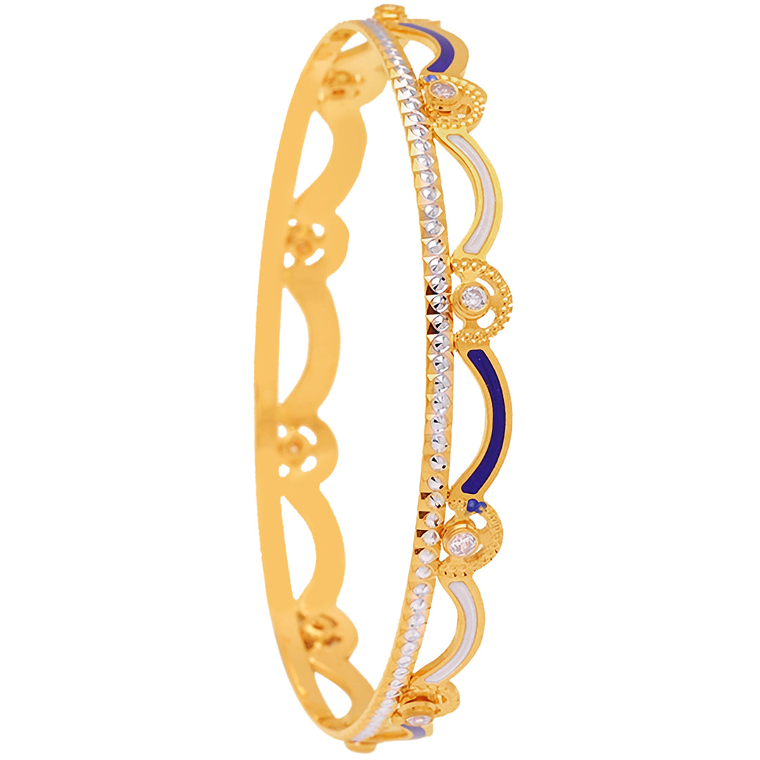 2.6 Size Minakari 2pcs Bangle With CZ in 22K Gold