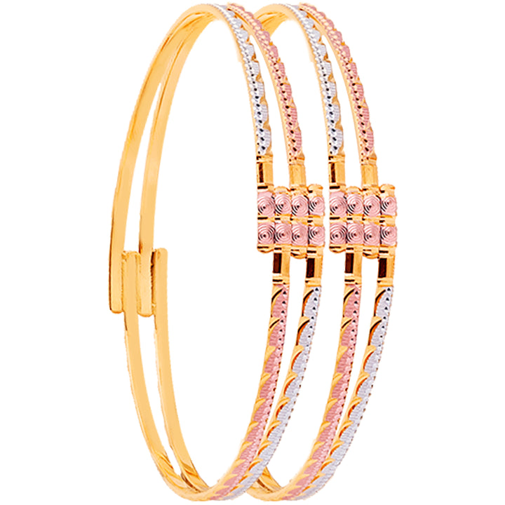 2.7 Size Three tone 2pcs Bangle in 22K Gold