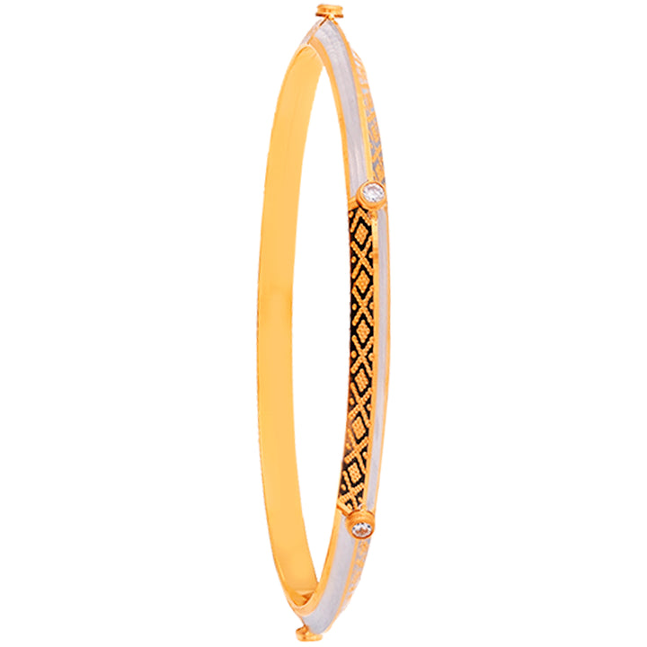 2.7 Size Two tone 2pcs Bangle With CZ in 22K Gold