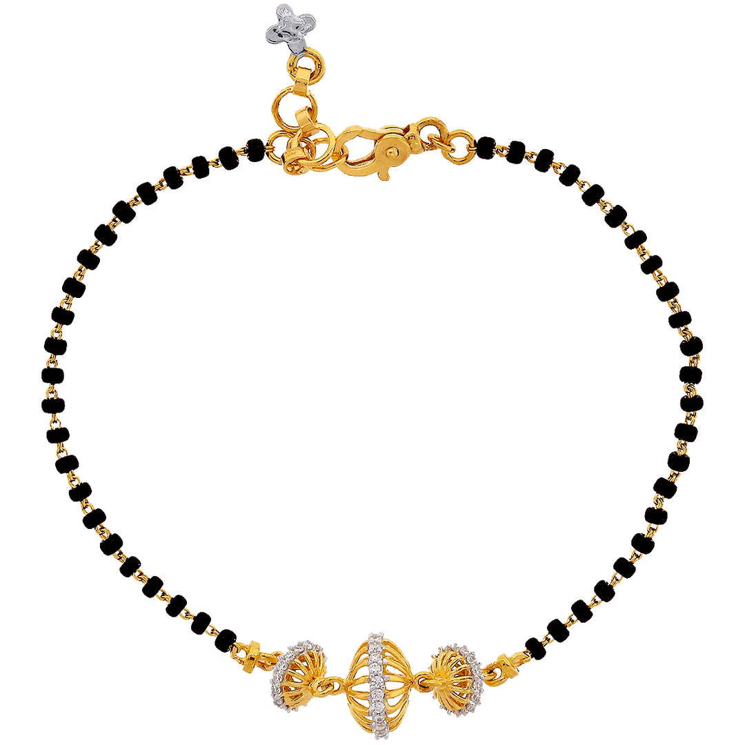 Artistic Two-tone Bracelet With CZ In 22K Gold