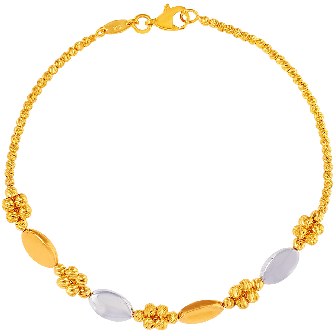 Charming Two Tone Turkish Bracelet in 22K Gold
