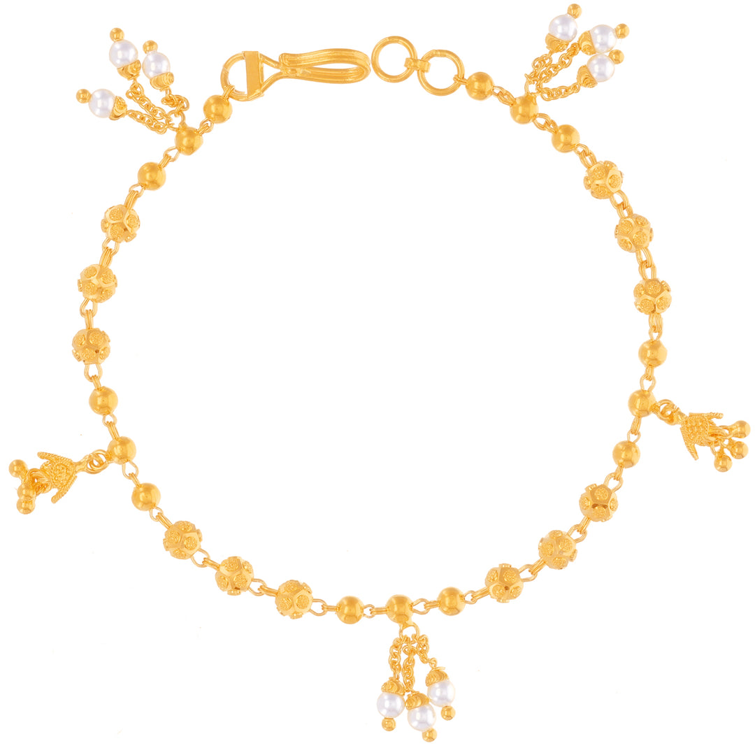 Glamorous Ball Bracelet With Pearl in 22K Gold