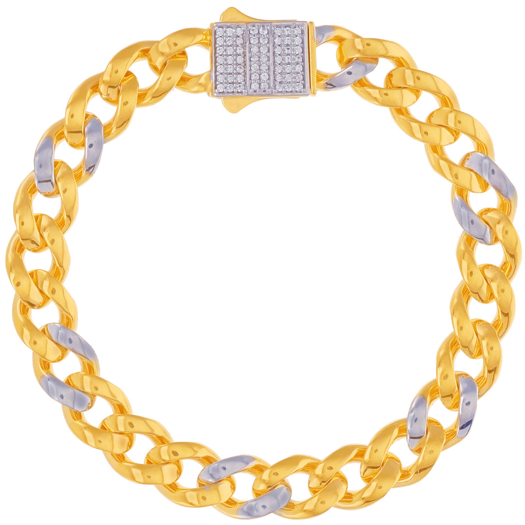 Intricate Two tone Bracelet With CZ in 22K Gold