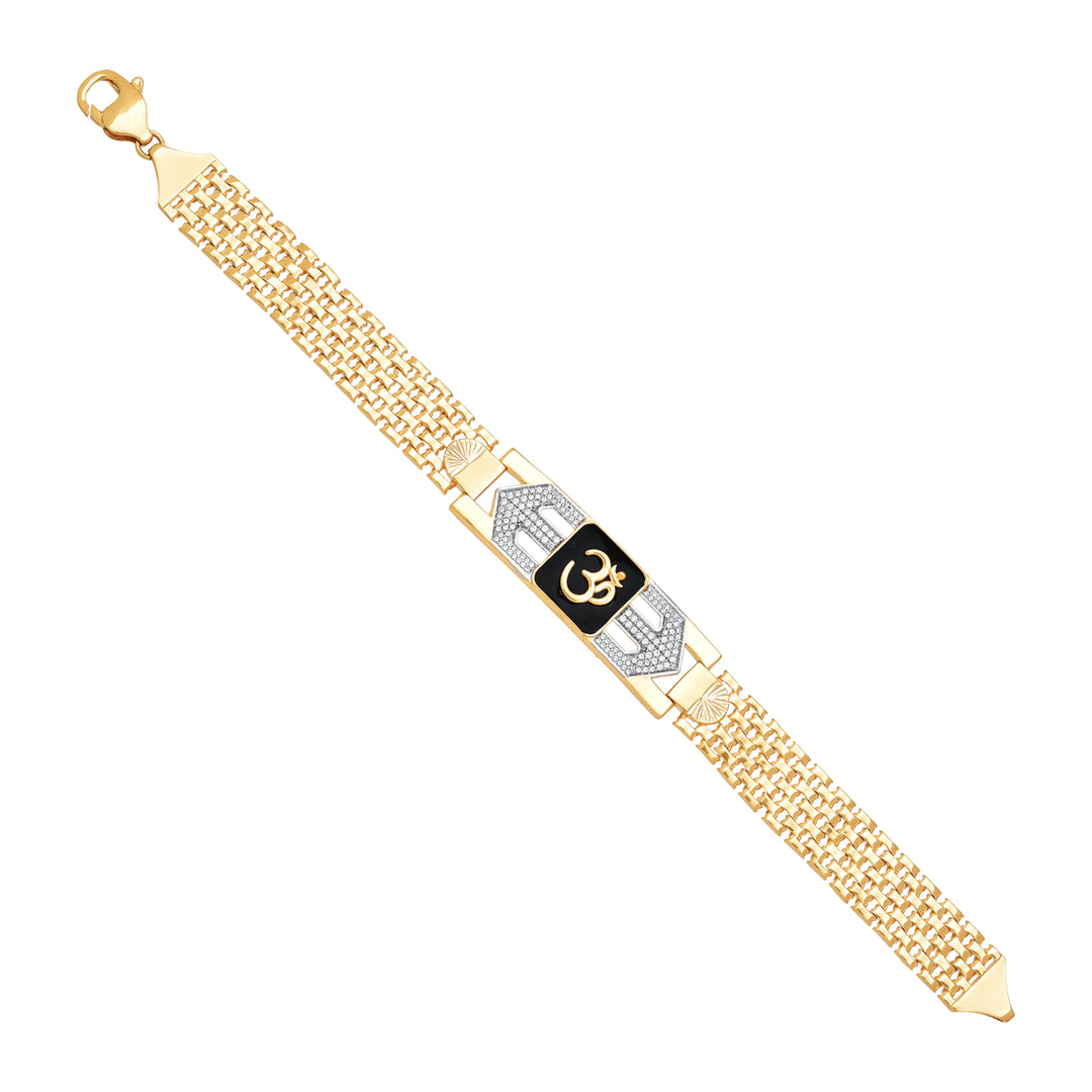 Om Minakari Bracelet With CZ in 22K Gold