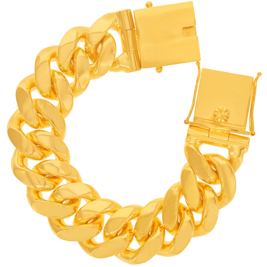 Detailed Cuban Link Bracelet in 22K Gold