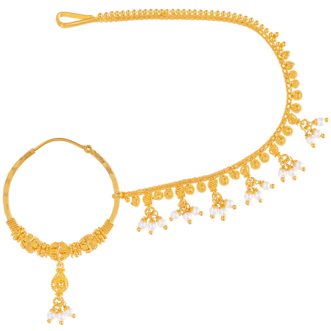 Classic Nath With Pearl in 22K Gold