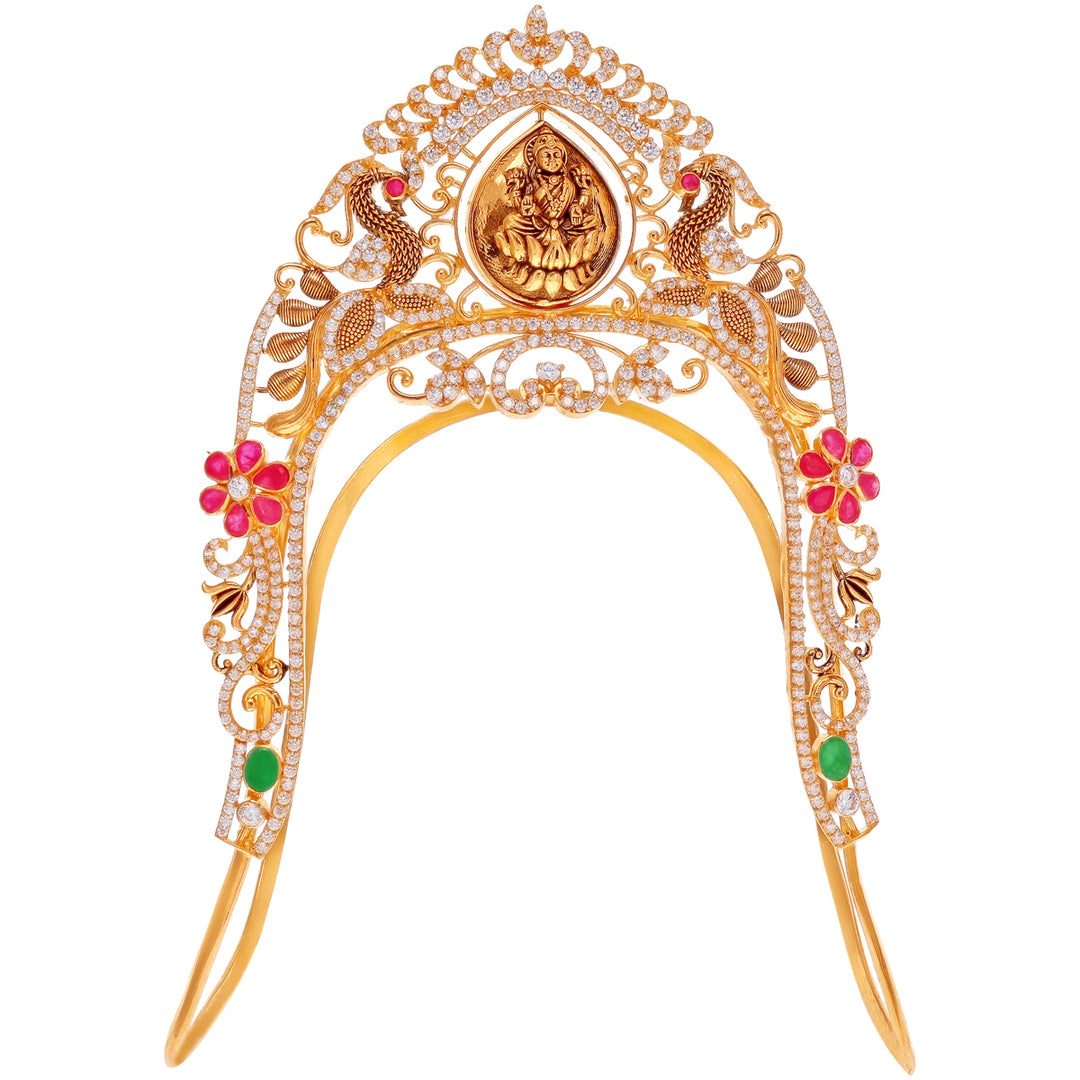 Opulent Laxmi Armlet (Baju Bandh) with Ruby Emerald & CZ in 22K Gold