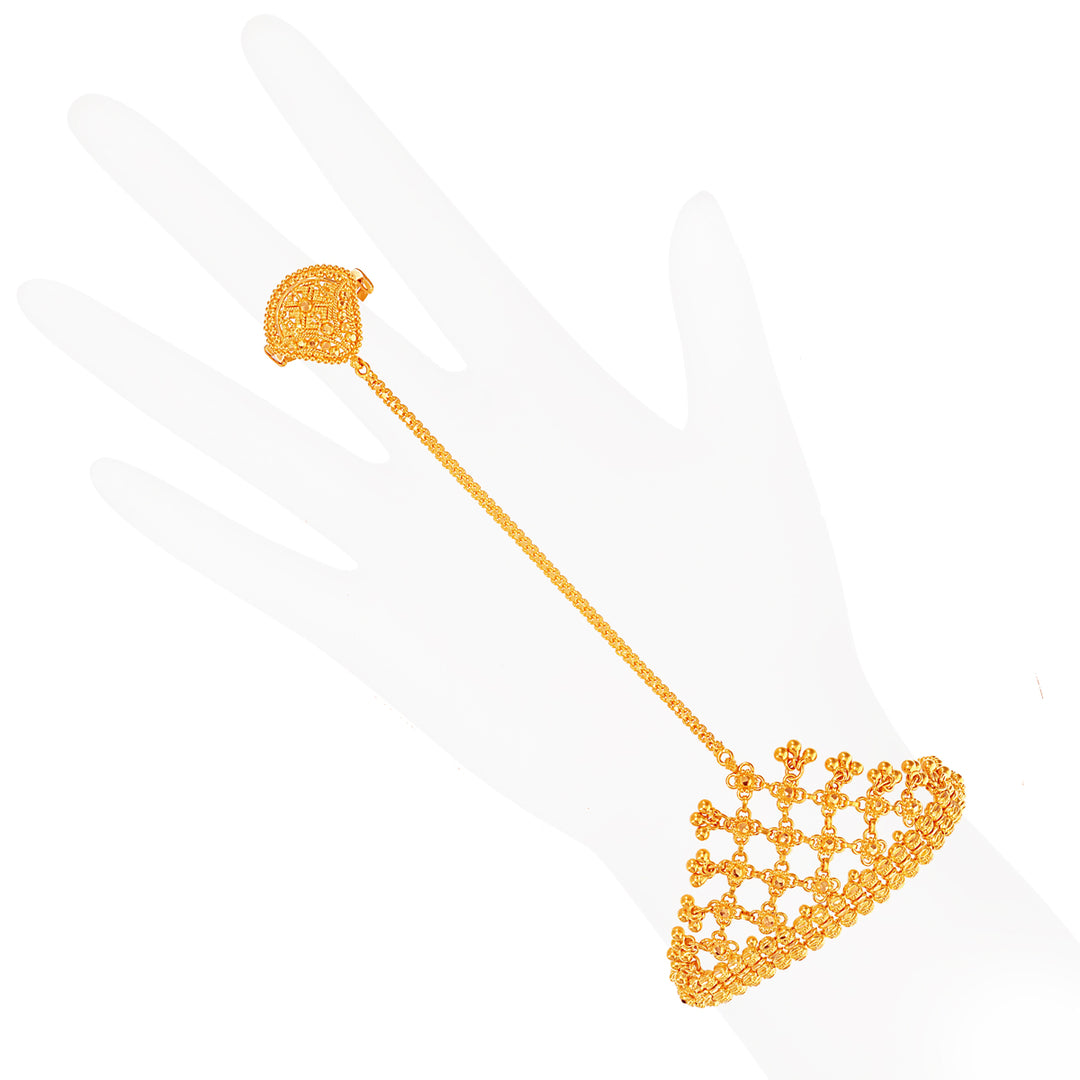 Intriguing Finger Bracelet in 22K Gold