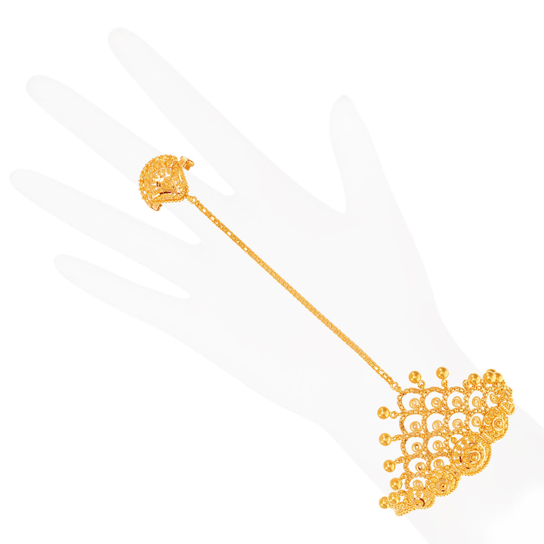 Artistic Finger Bracelet in 22K Gold