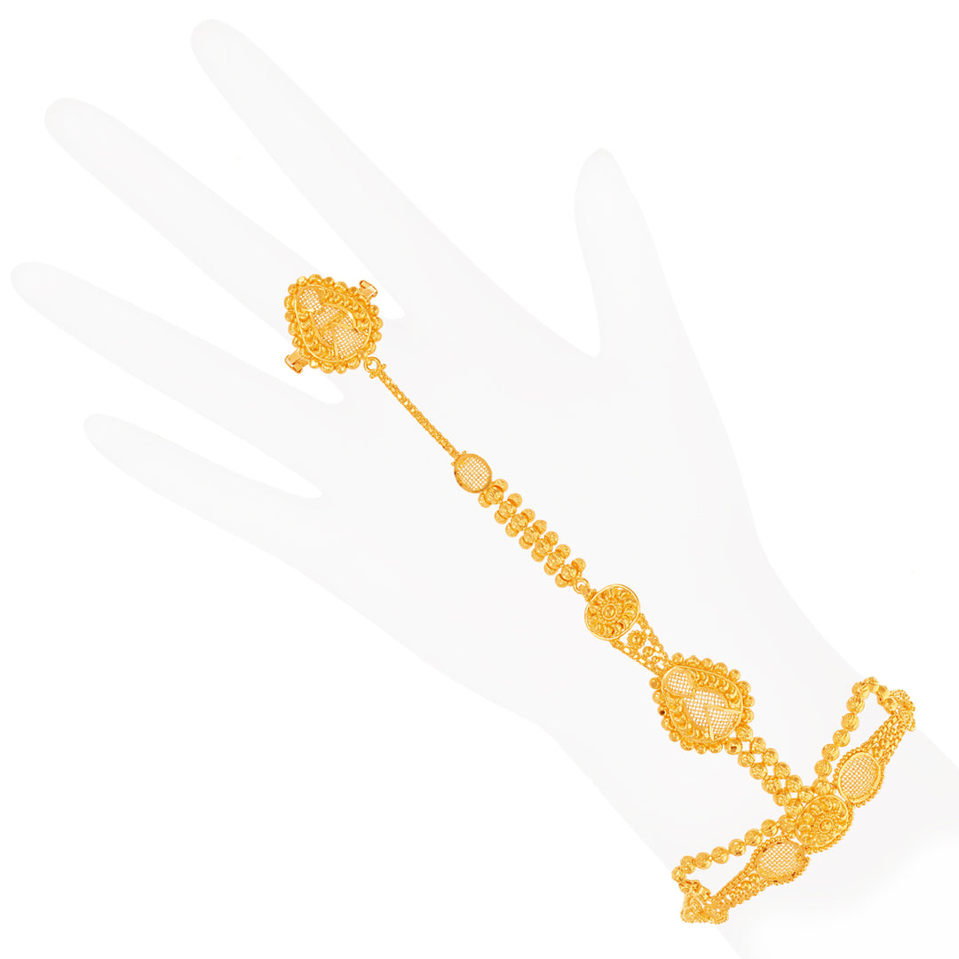 Ravishing Finger Bracelet in 22K Gold