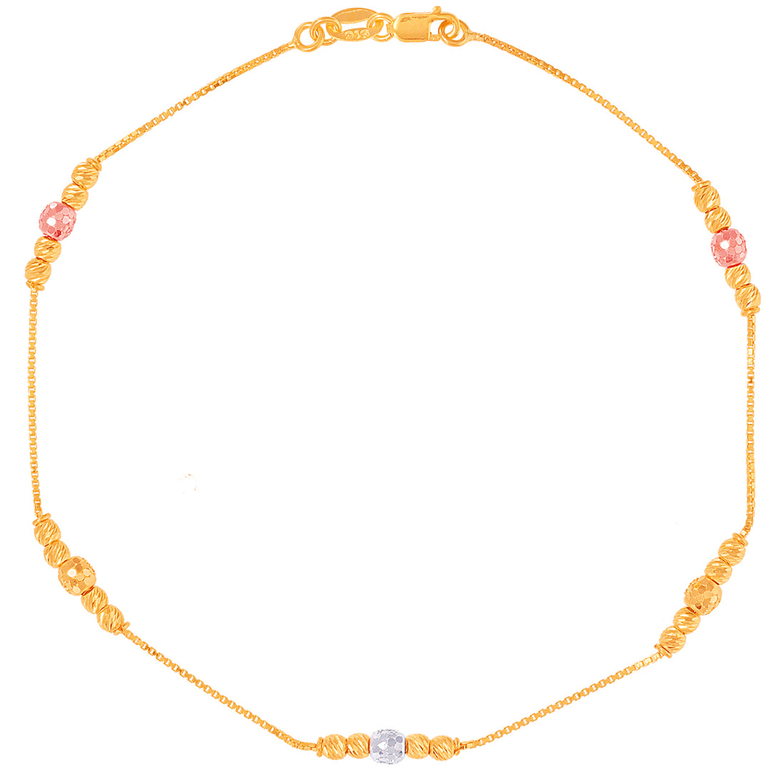 Brilliant Three tone 2pcs Payal in 22K Gold