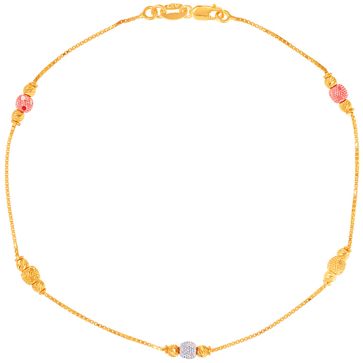 Intriguing Three tone 2pcs Payal in 22K Gold