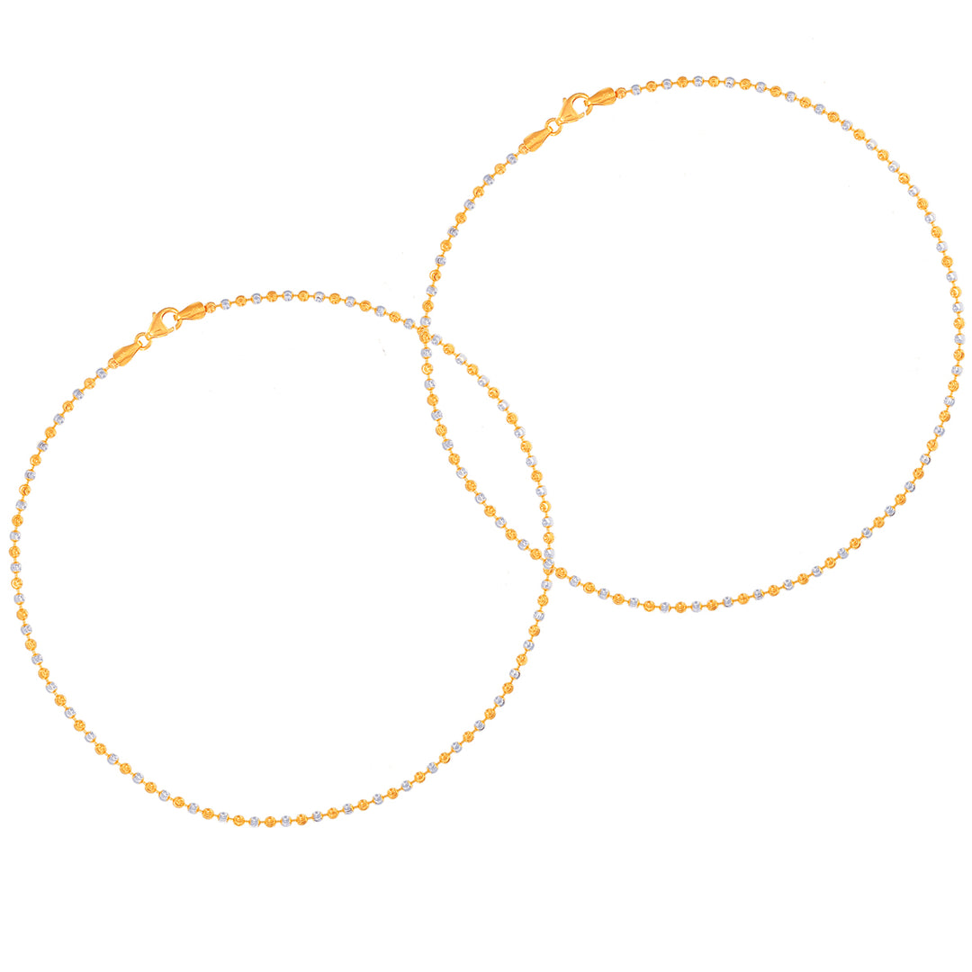 Alluring Two tone 2pcs Payal in 22K Gold