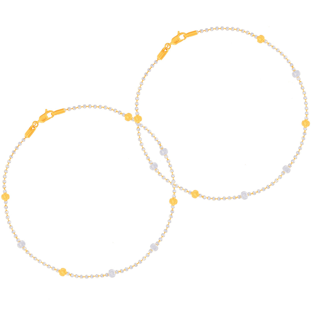 Captivating Two tone 2pcs Payal in 22K Gold