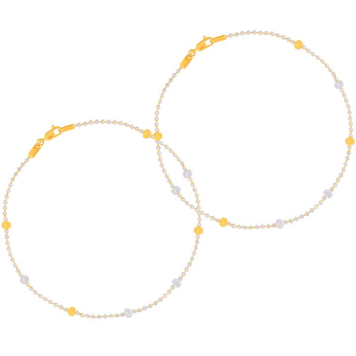 Captivating Two tone 2pcs Payal in 22K Gold