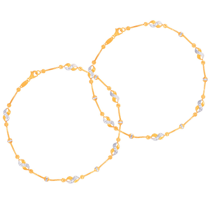 Intricate Two tone 2pcs Payal in 22K Gold