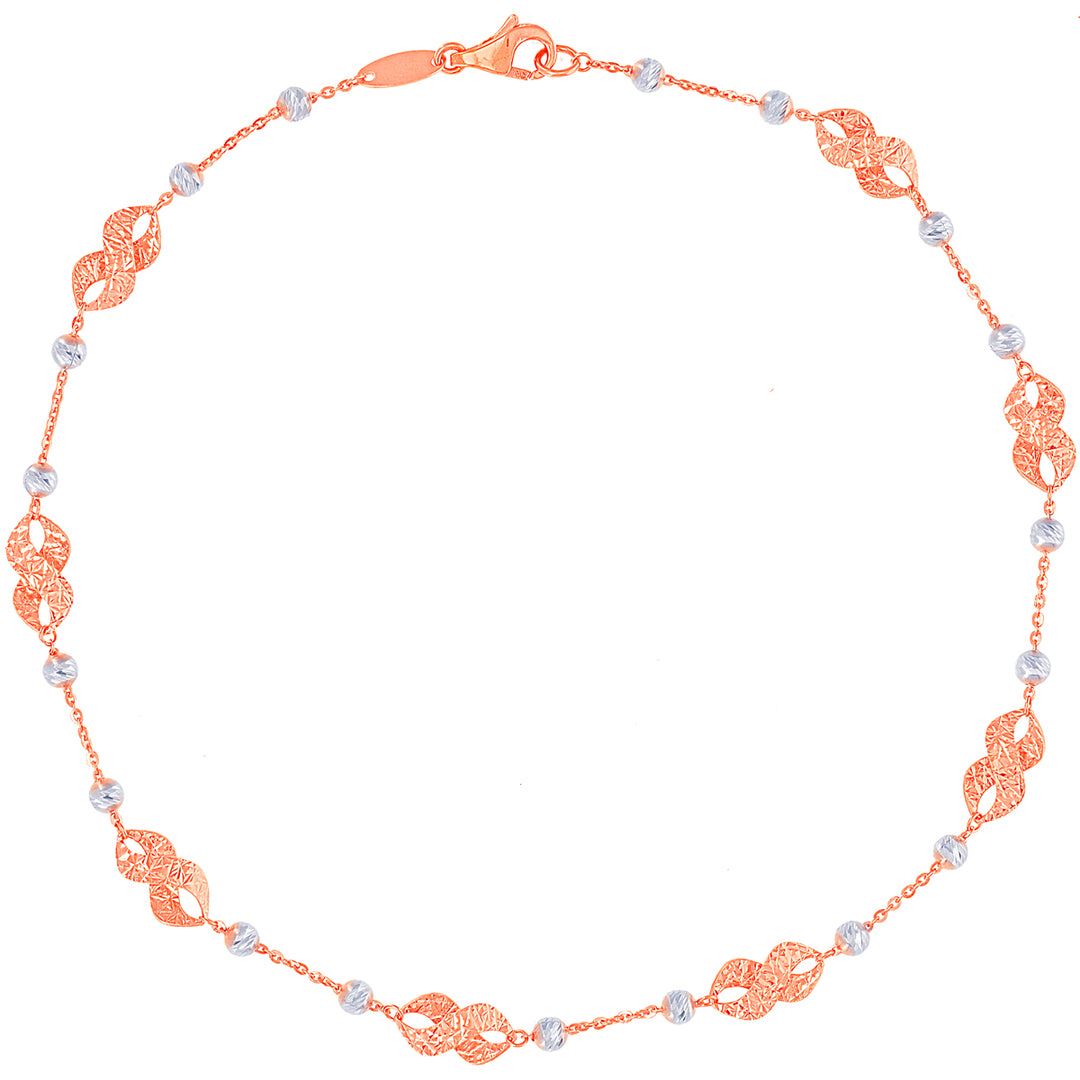 Glamorous Three tone Payal in 22K Rose Gold