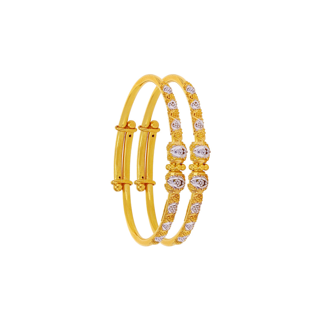 Kids Two Tone Adjustable 2pcs Bangles in 22K Gold