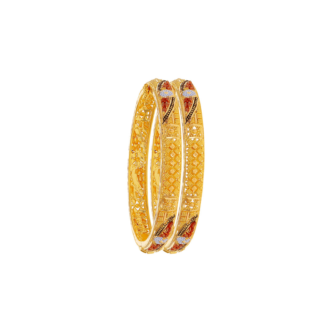 Charming Three tone Kids 2pcs Bangle in 22K Gold