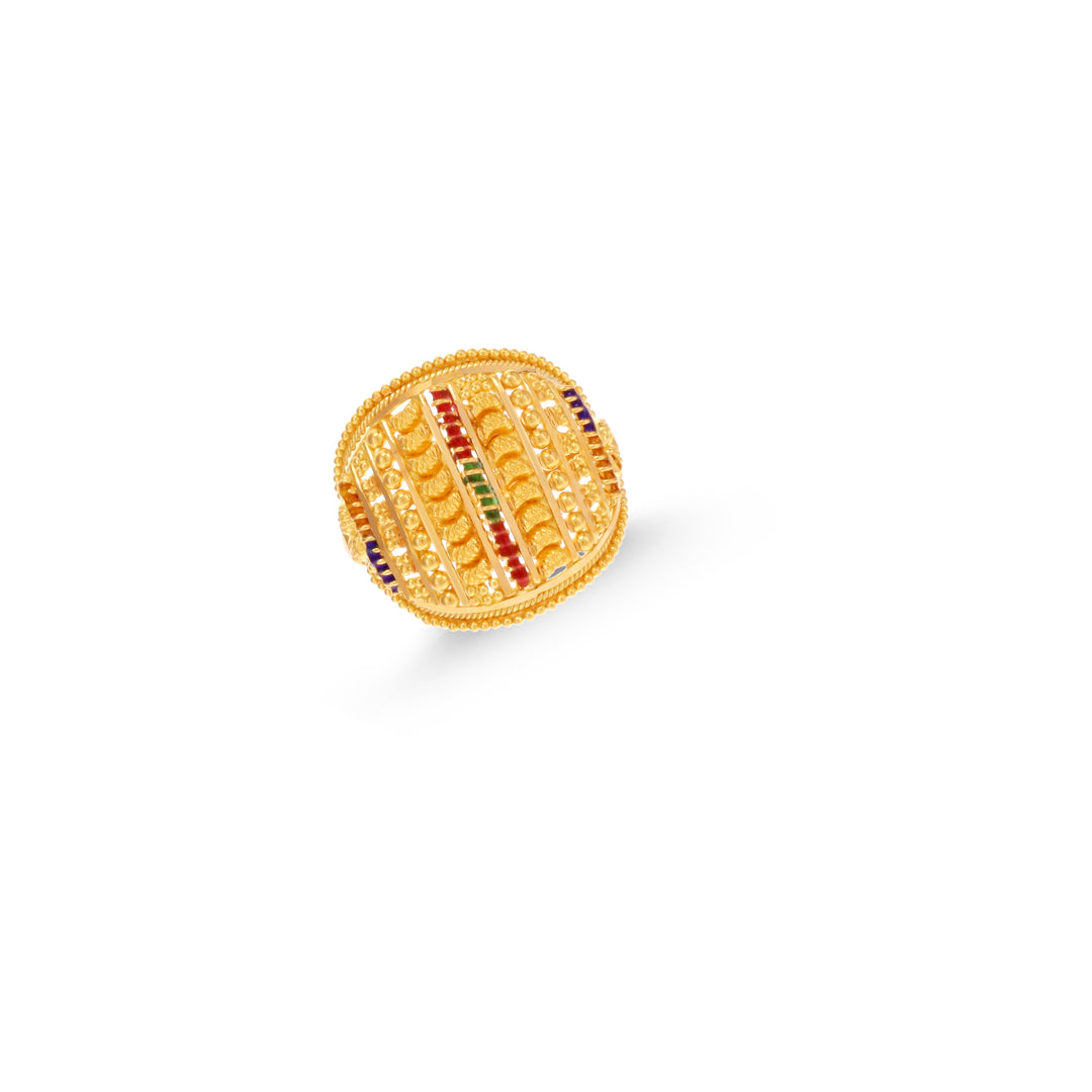 Charming Minakari Kids Ring in 22K Gold