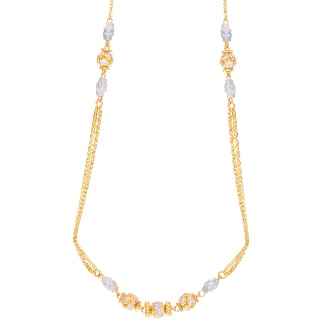 Kids Ball Two tone 14" Chain With CZ in 22K Gold