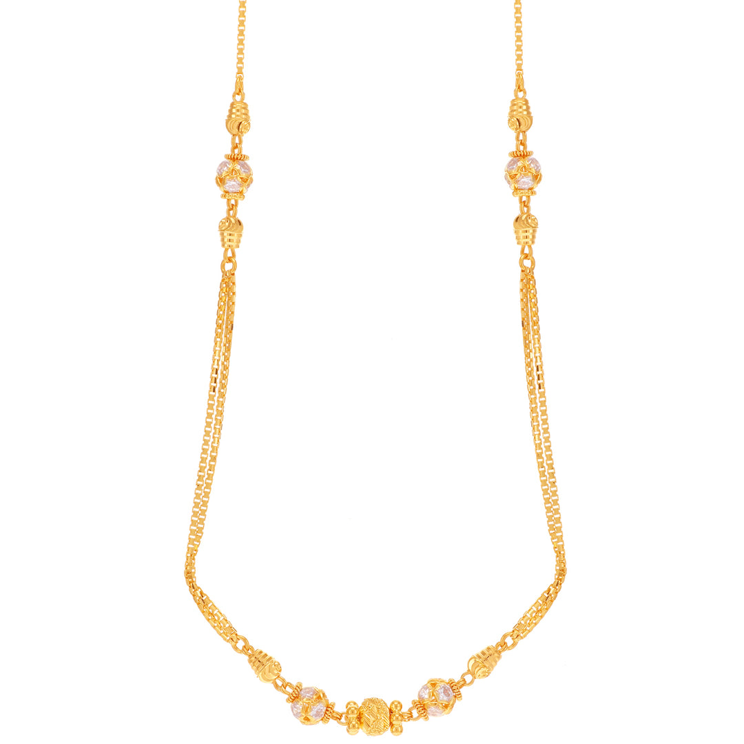 Kids Ball 14" Chain With CZ in 22K Gold