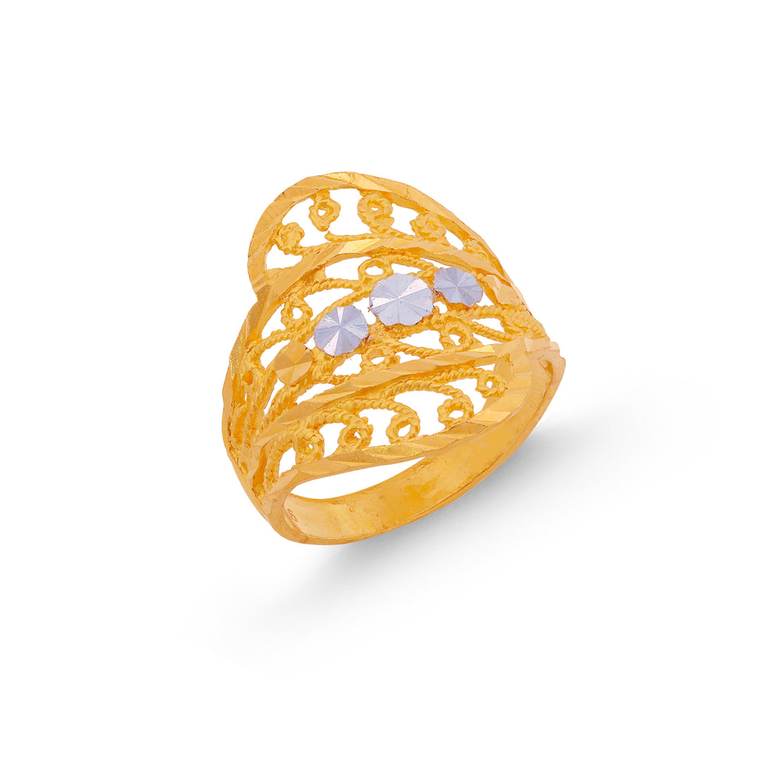 Glamorous Two tone Ring in 22K Gold