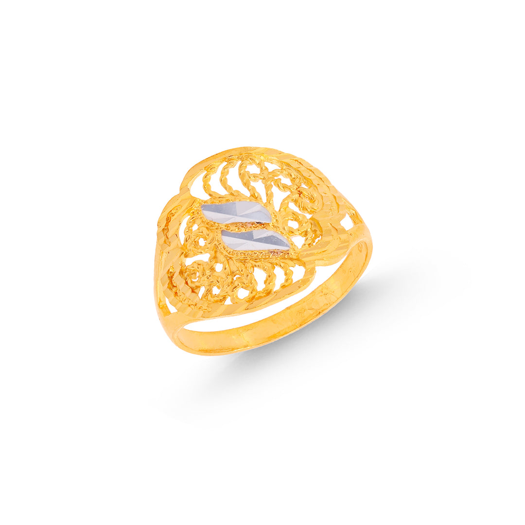 Precious Two tone Ring in 22K Gold