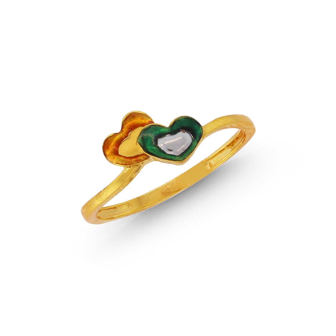 Two-tone Ring with Minakari in 22K Gold