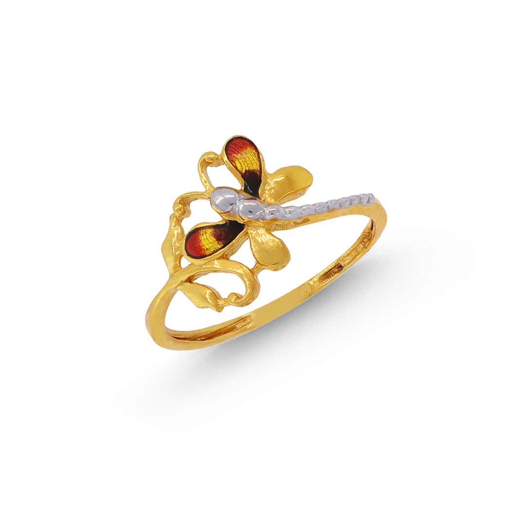 Dragonfly Two-tone Ring in 22K Gold